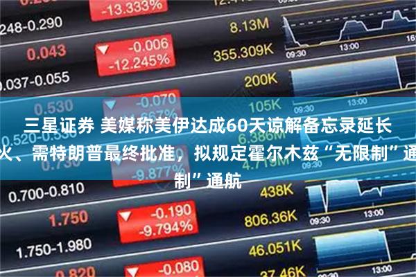 三星证券 美媒称美伊达成60天谅解备忘录延长停火、需特朗普最终批准，拟规定霍尔木兹“无限制”通航