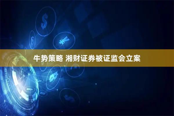 牛势策略 湘财证券被证监会立案